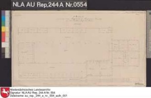 Grundriß von einem Platzgebäude in BORSSUM Kolorierte Zeichnung von G. Behr Papier Format 56,3x31,0 M 1:130