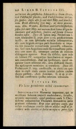 Titulus XVI. Ut lite pendente nihil innovetur.