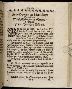 Kurtze Erzehlung des Lebens-Lauffs [...]