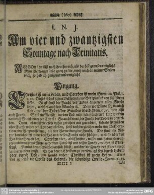 Am vier und zwantzigsten Sonntage nach Trinitatis