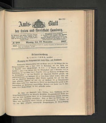 No. 288, 12. November 1917