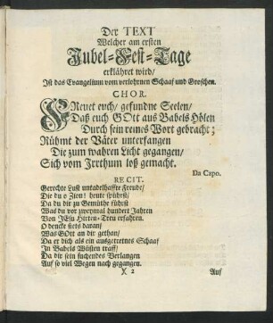 Der Text Welcher am ersten Jubel-Fest-Tage erklähret wird ...