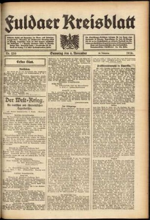 Erste Ausgabe vom Samstag, den 04. November 1916.