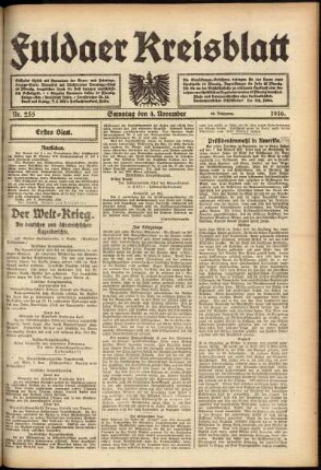 Erste Ausgabe vom Samstag, den 04. November 1916.