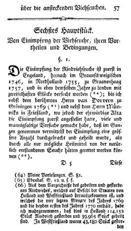 Sechstes Hauptstück. Von Einimpfung der Viehseuche, ihren Vortheilen und Bedingungen