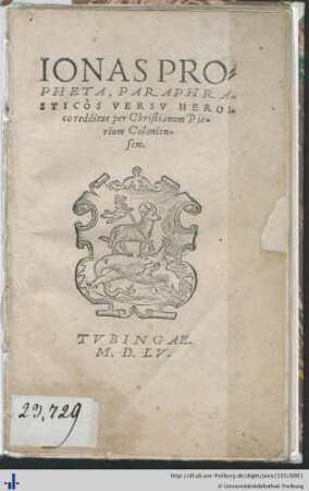Ionas Propheta paraphrasticos versu heroico