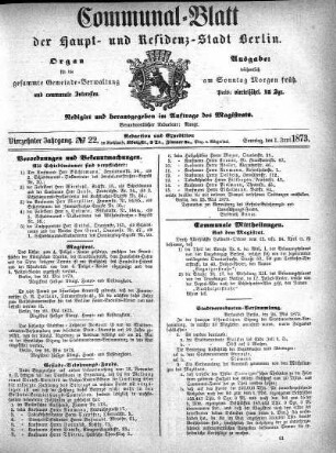 1873,22: No. 22, 1. Juni 1873