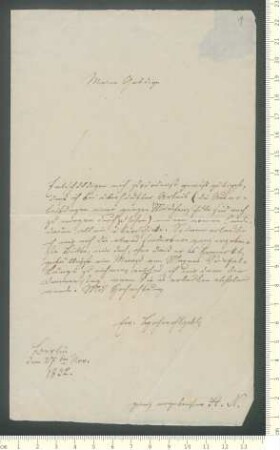 Brief von Hermann Nicolai an Antonie von Chamisso