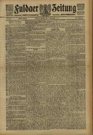 Erste Ausgabe vom Freitag, den 01. Dezember 1911.