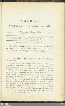 Nr. 1. Sitzung vom 6. Januar 1888