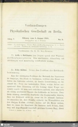 Nr. 1. Sitzung vom 6. Januar 1888