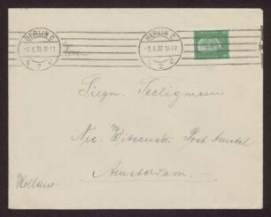 Briefumschlag der Soncino-Gesellschaft, adressiert an Sigmund Seeligmann (1873-1940)