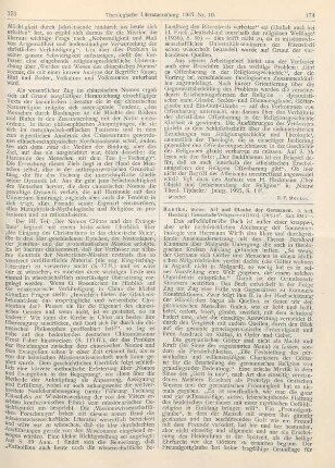 174-176 [Rezension] Baetke, Walter, Art und Glaube der Germanen