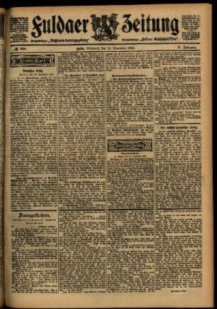 Erste Ausgabe vom Mittwoch, den 23. November 1904.