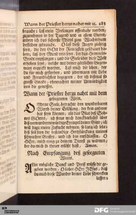 Nach der Empfangung deß geseegneten Weins