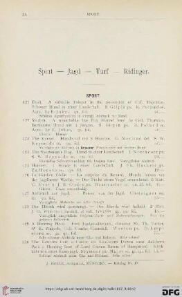 Sport - Jagd - Turf - Ridinger (Nr. 421 - 604)