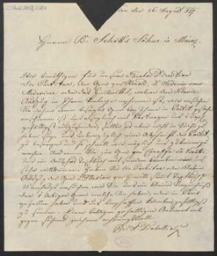 Brief an B. Schott's Söhne : 26.08.1837