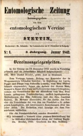 Entomologische Zeitung. 3, 3. 1842