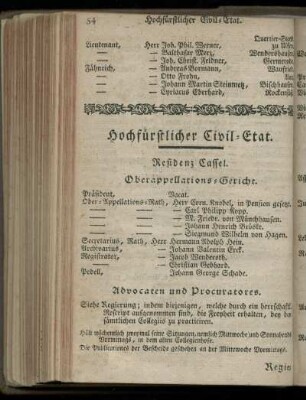 Hochfuerstlicher Civil-Etat