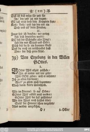 39) Von Ergebung in den Willen Gottes.