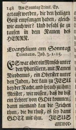 148-157, Evangelium am Sonntag Trinitatis. - Evangelium am 1. Sonntag nach Trinit.