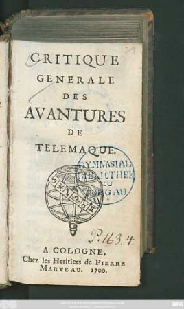 Critique Generale Des Avantures De Telemaque