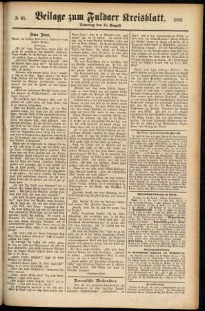 Zweite Ausgabe vom Dienstag, den 15. August 1899.