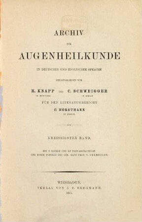 Archiv für Augenheilkunde = Archives of ophthalmology, 30. 1895