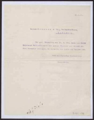 Schreiben an Seemann & Co., Verlagsbuchhandlung, Leipzig (Brief)
