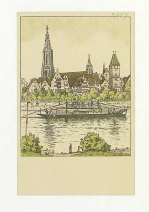 Ulm von Süden - Teilansicht Donaufront. um 1910