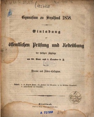 Einladung zum öffentlichen Schul-Aktus. 1857/58
