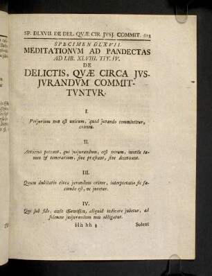 613-634, Spec. 567. De Delictis, quae circa ...