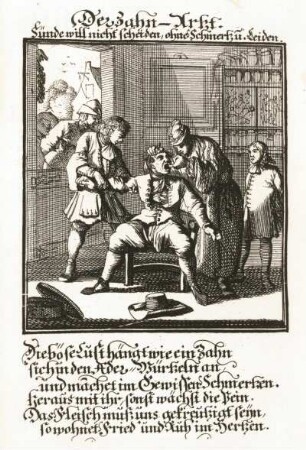 Der Zahn-Arzt : Weigel, Christoph : Der Zahn-Arzt, Kupferstich, 1698