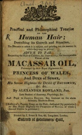 A practical and philosophical treatise on the human hair