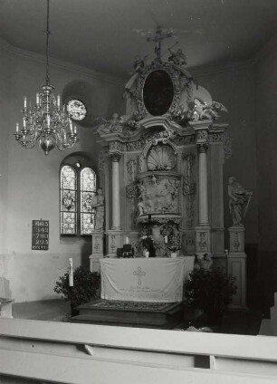 Milkel (Kreis Bautzen), Kanzelaltar (Holz, geschnitzt, gefasst, 1686), Dorfkirche