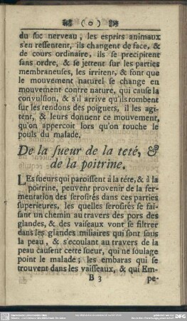 De la sueur de la teté. & de la poitrine