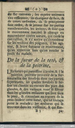 De la sueur de la teté. & de la poitrine