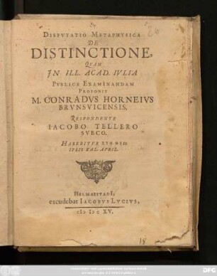 Disputatio Metaphysica De Distinctione