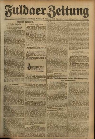 Ausgabe vom Dienstag, den 01. Oktober 1918.