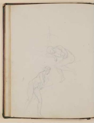 Schlafender nackter Mann und Akt mit Bogen (Diana?) [aus einem Skizzenbuch von unbekannter Hand, evtl. des Louis Thomassin]