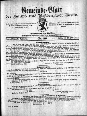 1918,26: Nr. 26, 30. Juni 1918