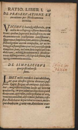 De Praeservatione Et curatione per Medicamenta occulta.