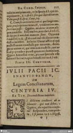 Centuria IV. Ex Tit. De condictione indebiti