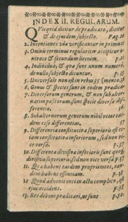 Index II. Regularum.
