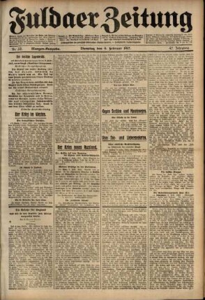 Erste Ausgabe vom Dienstag, den 09. Februar 1915.