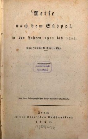 Reise nach dem Südpol in den Jahren 1822 bis 1824