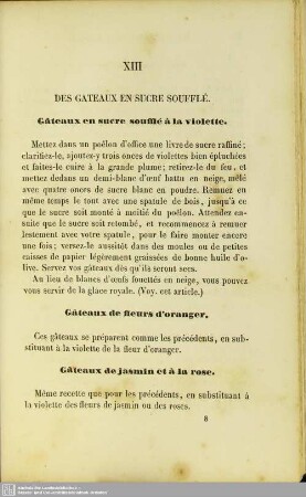 XIII. Des gateaux en sucre soufflé