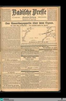 Badische Presse : Generalanzeiger der Residenz Karlsruhe und des Großherzogtums Baden, Montagausgabe