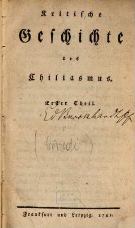 Kritische Geschichte des Chiliasmus, 1