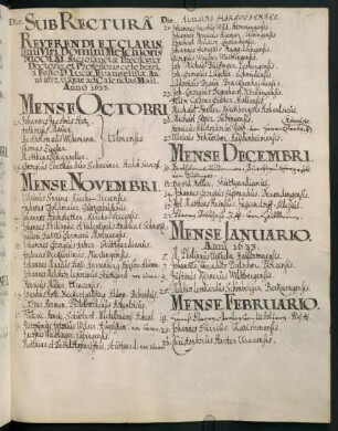Winterhalbjahr 1632/1633. Rektorat Melchior Nicolai